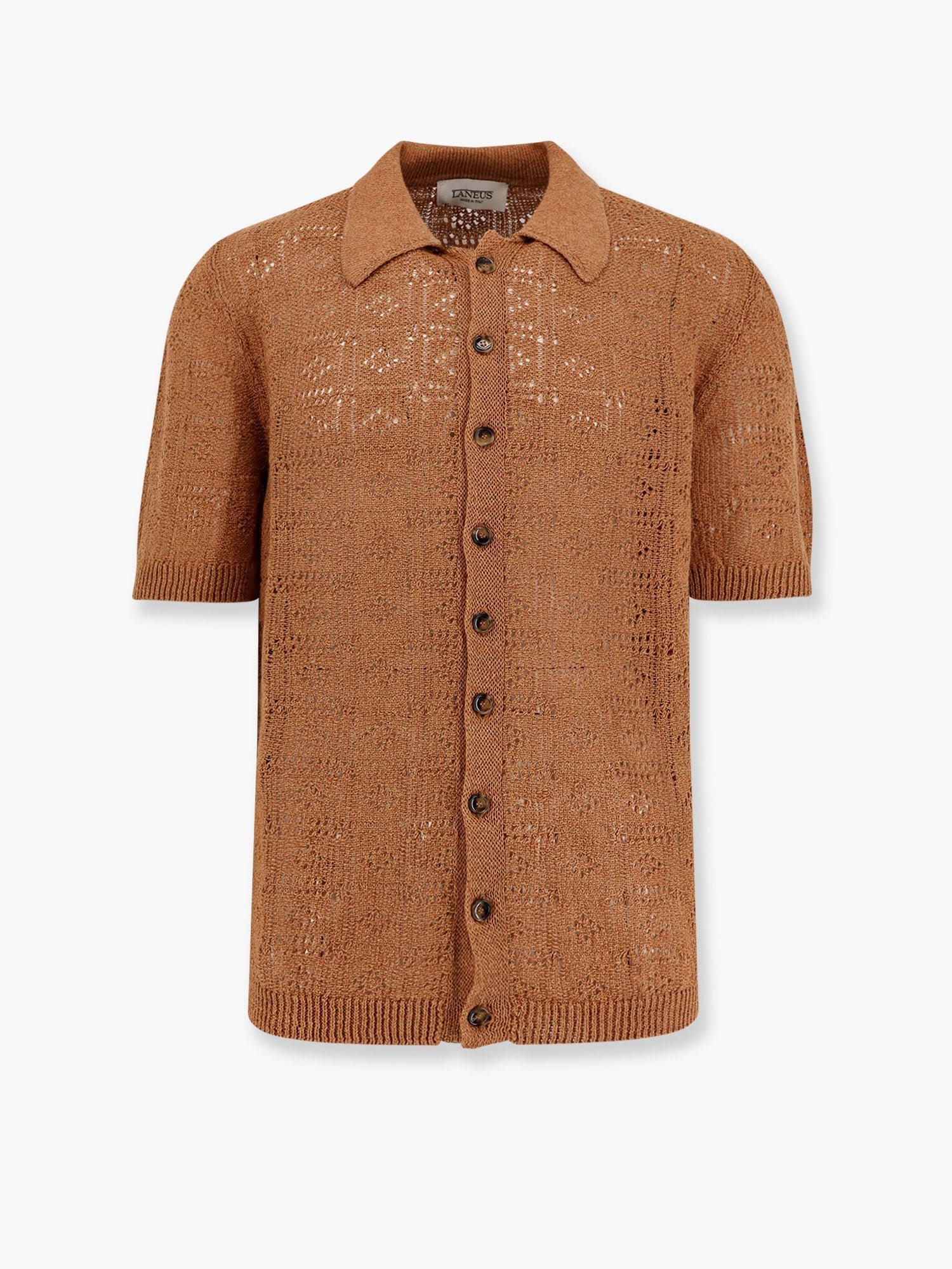 Perforated linen and cotton cardigan