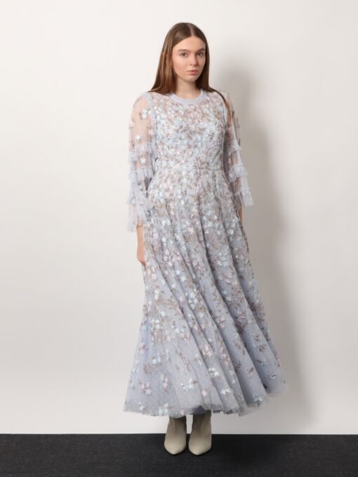Embroidered tulle long dress - Image 2