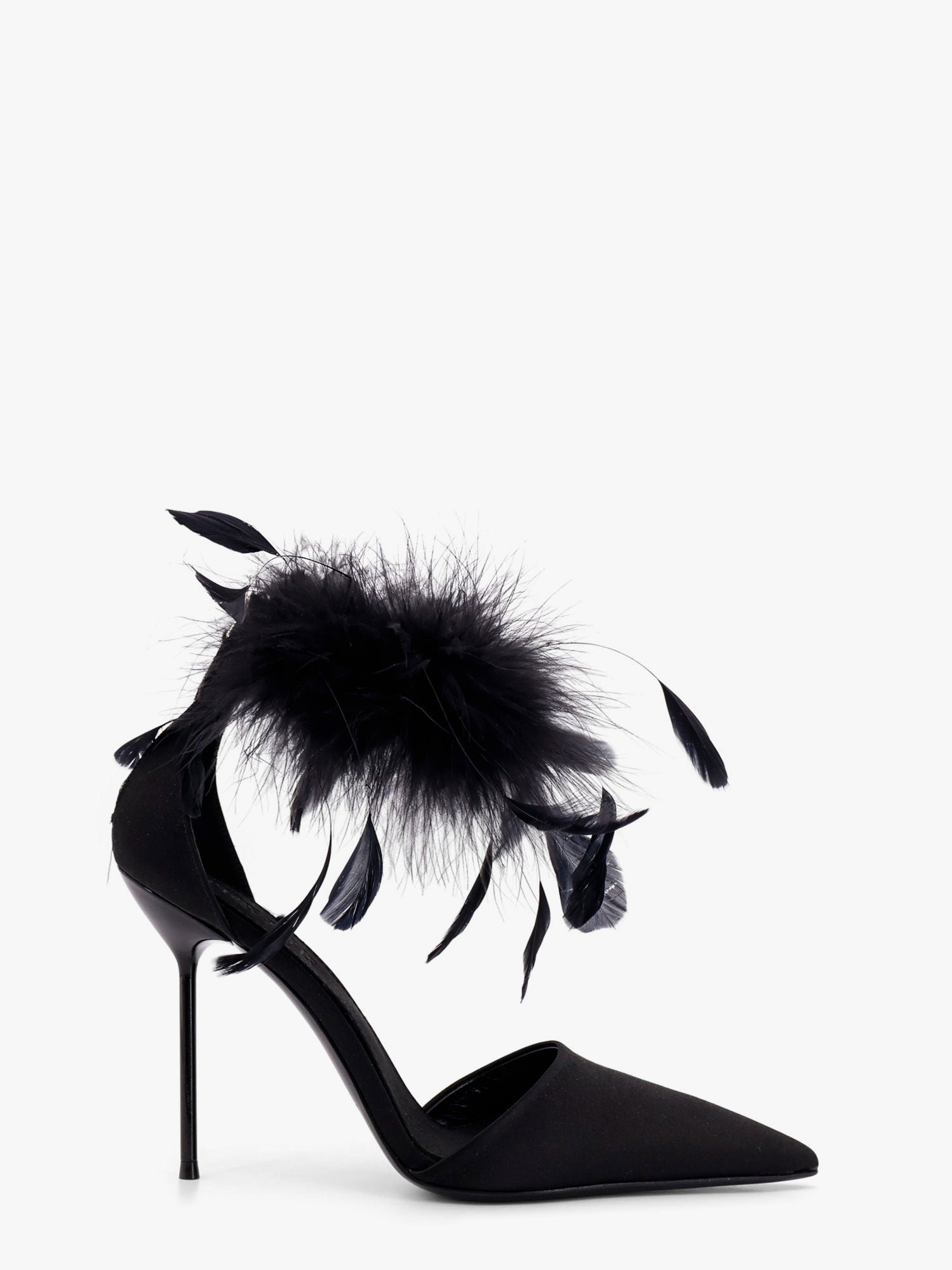 Lidia satin sandals with feather detail