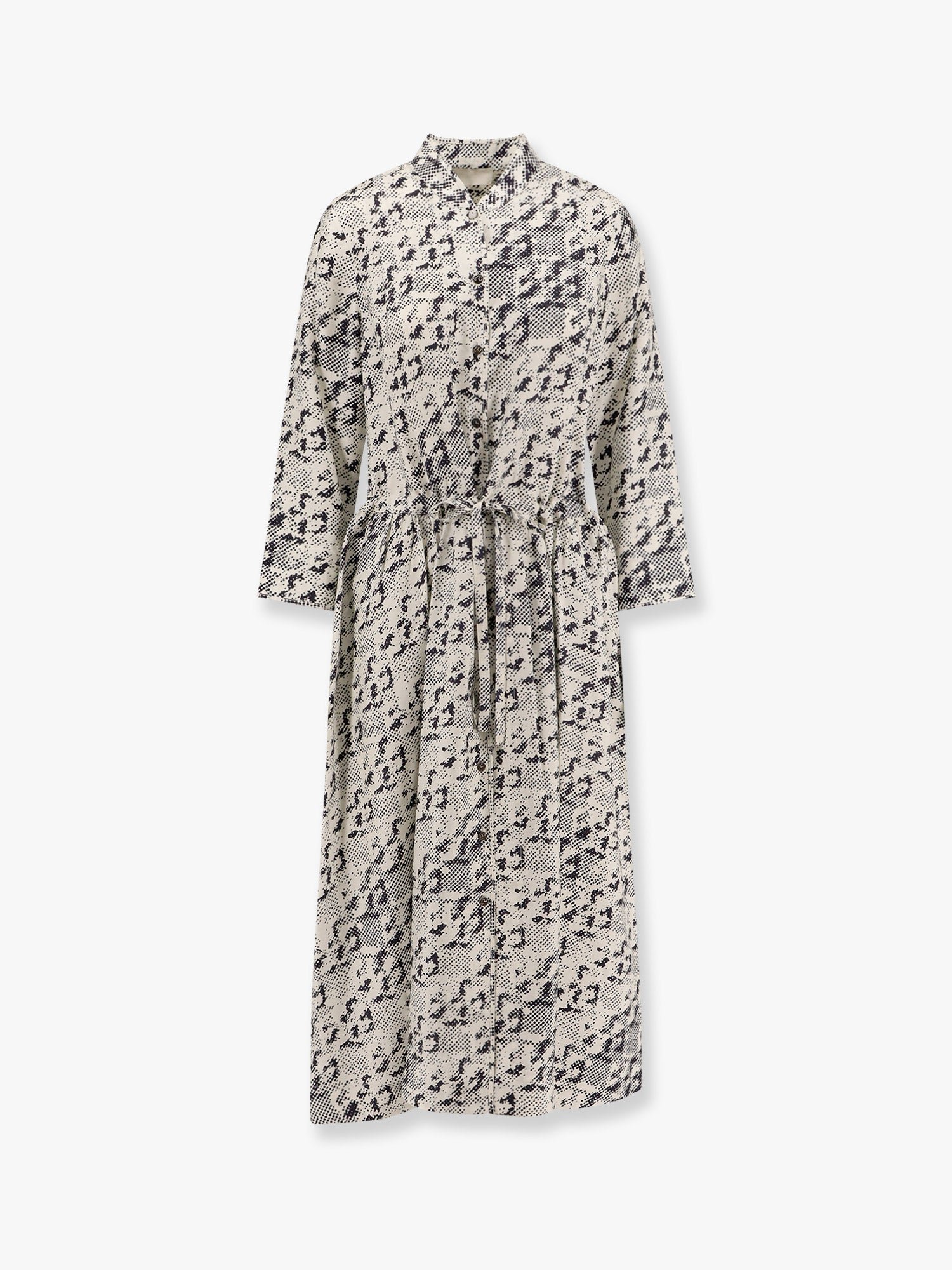 Silk dress with pixelated logo print