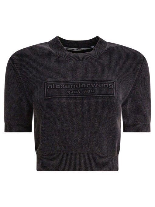 Cropped crew neck t-shirt