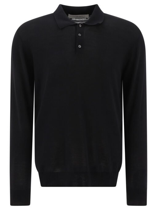 Wool long-sleeved polo shirt