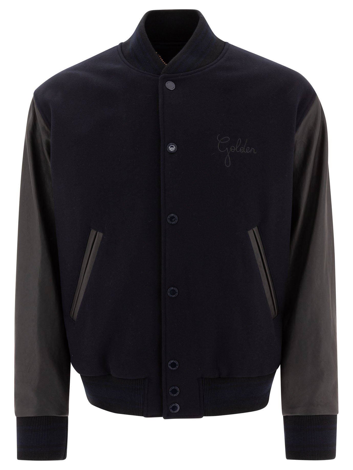 Wool and leather bomber jacket