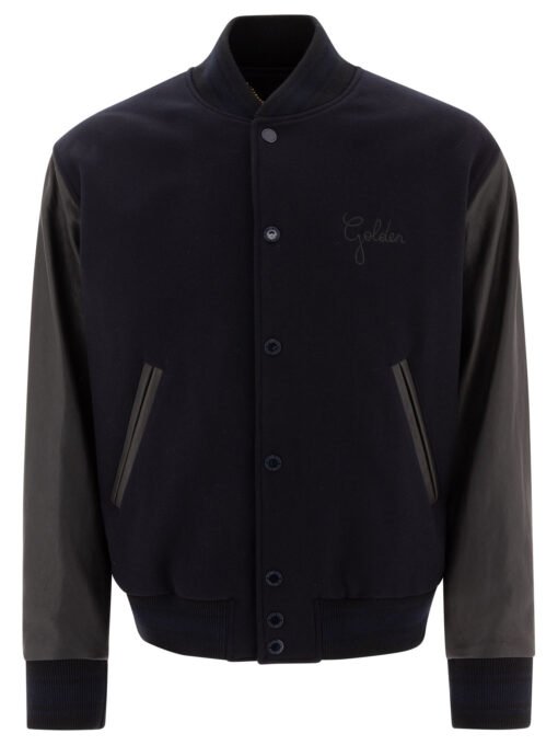 Wool and leather bomber jacket