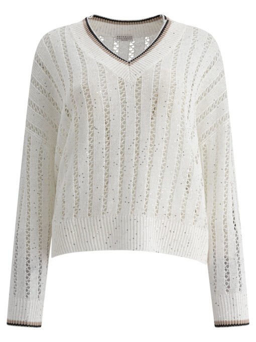 "Daxxling Ribbed Net" Sweater in Linen