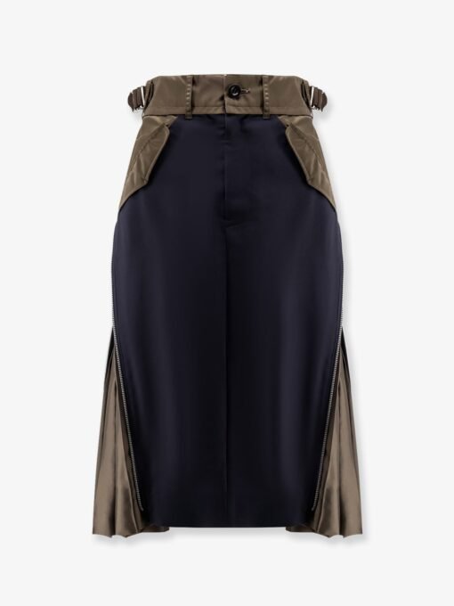 Nylon and wool midi skirt