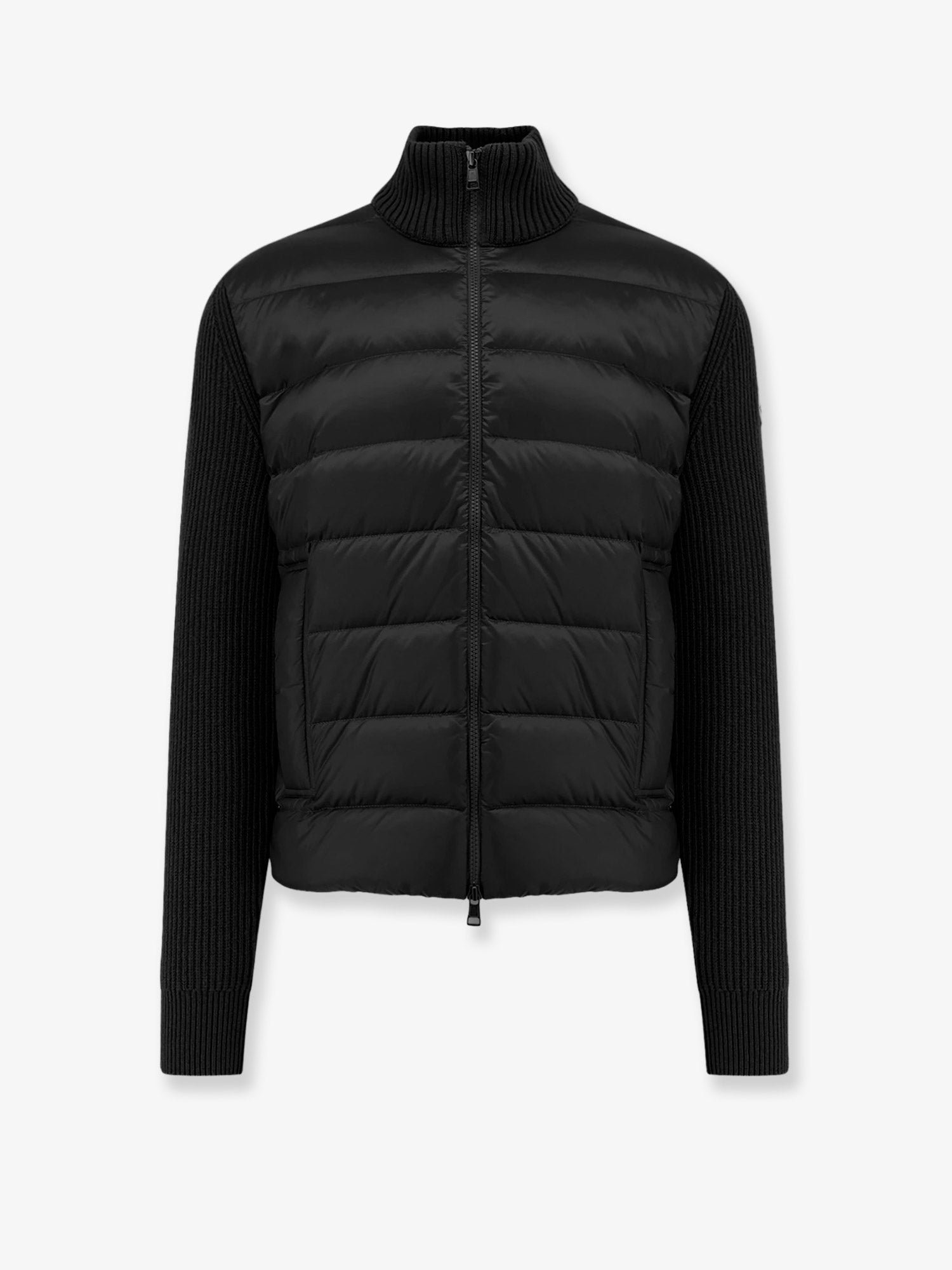 Nylon down jacket with wool and cashmere inserts