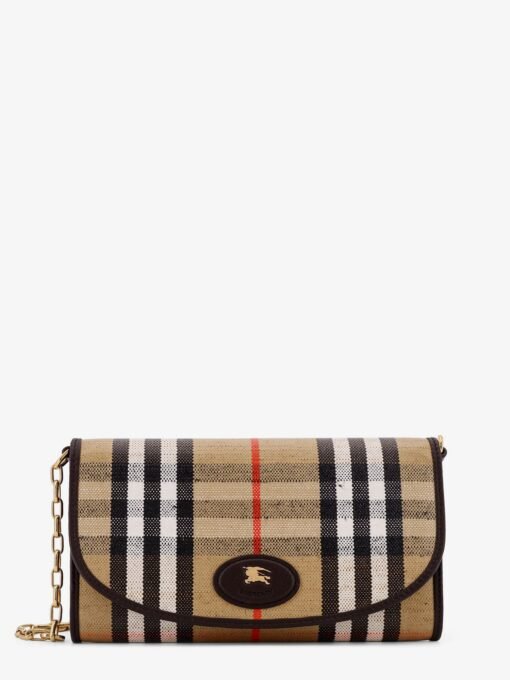 Waxed canvas shoulder bag with Burberry Check motif
