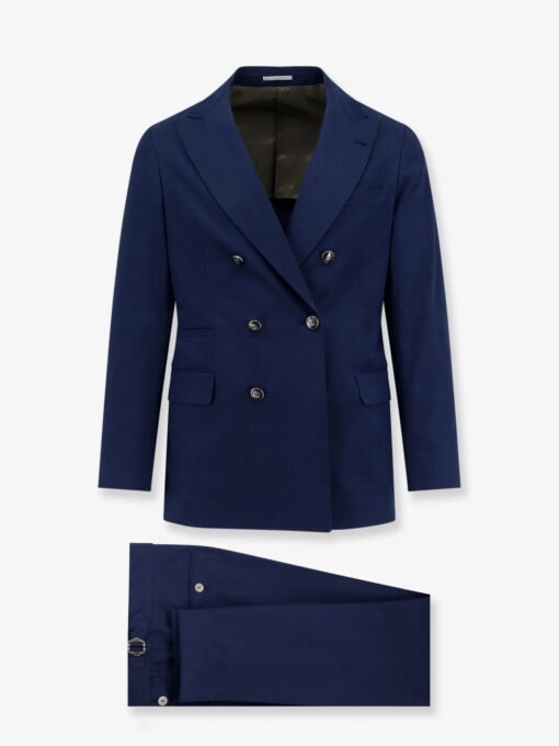 Double-breasted cotton and cashmere suit