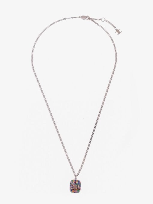 Metal necklace with multicolor pendant