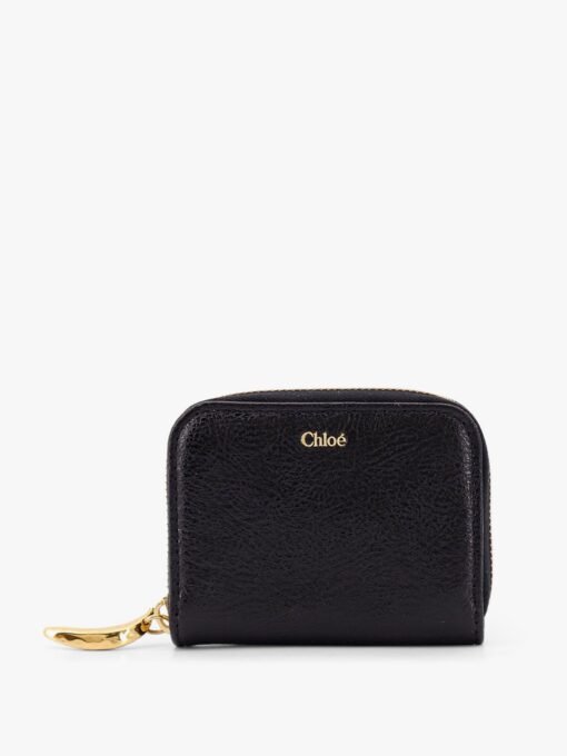 Leather wallet with frontal logo