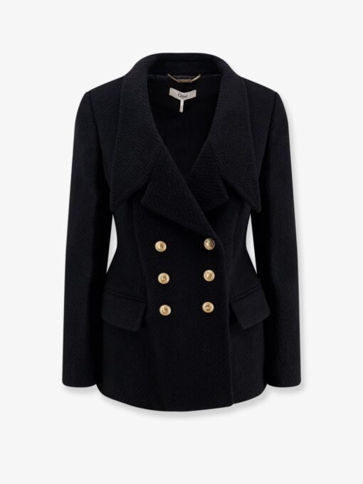 Double-breasted virgin wool blend blazer