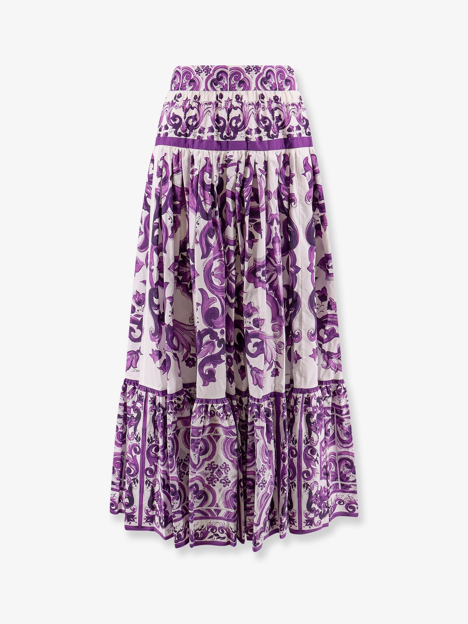 Long skirt with Maiolica print
