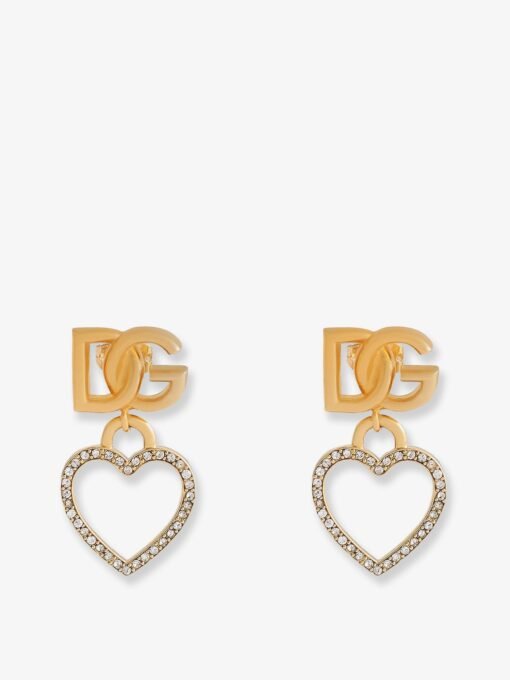 Meatl earrings with rhinestones