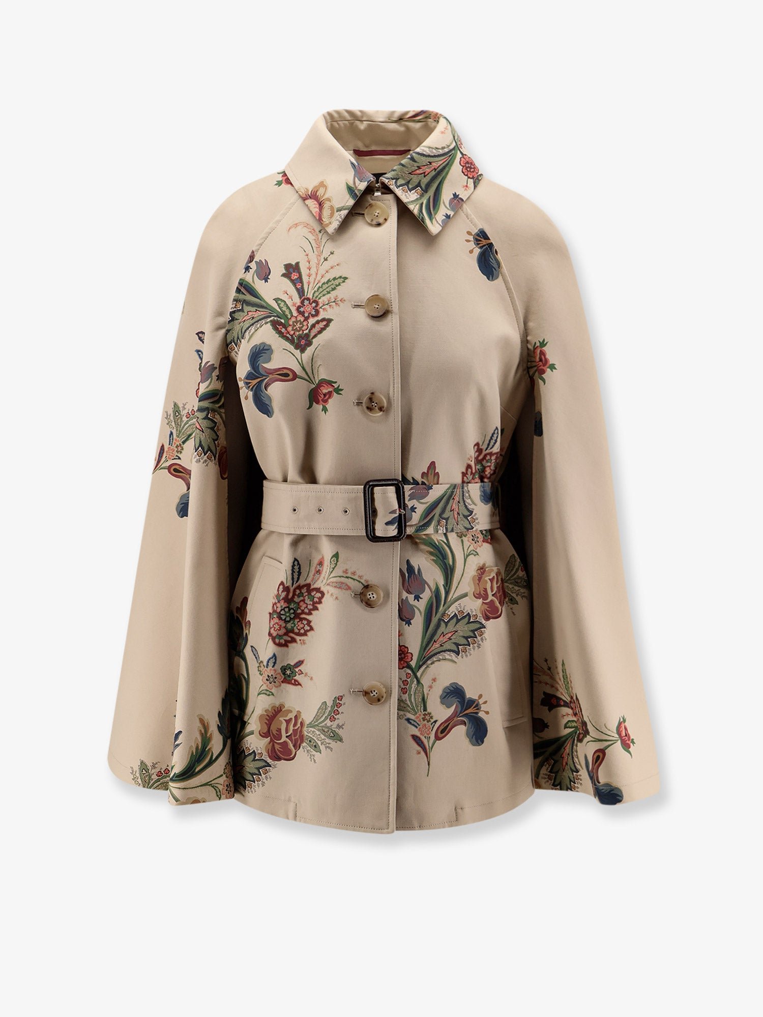 Cotton cape with floral print
