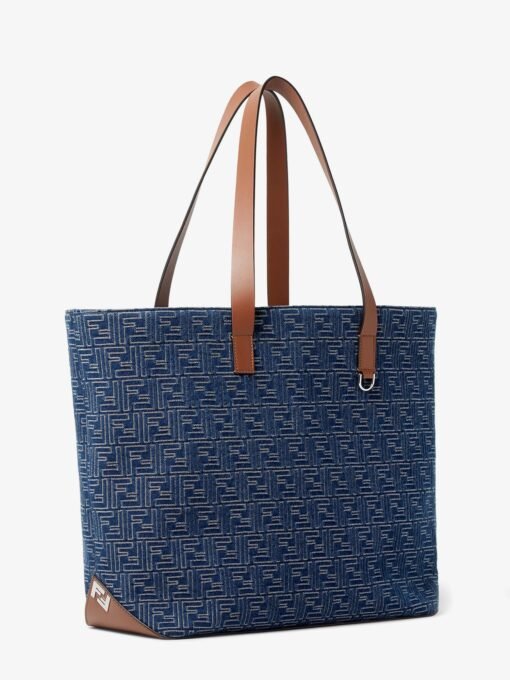 FF Jacquard tote bag with denim effect - Image 3