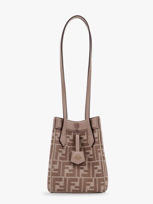 Origami Mini leather and denim-effect FF jacquard transformable mini-bag