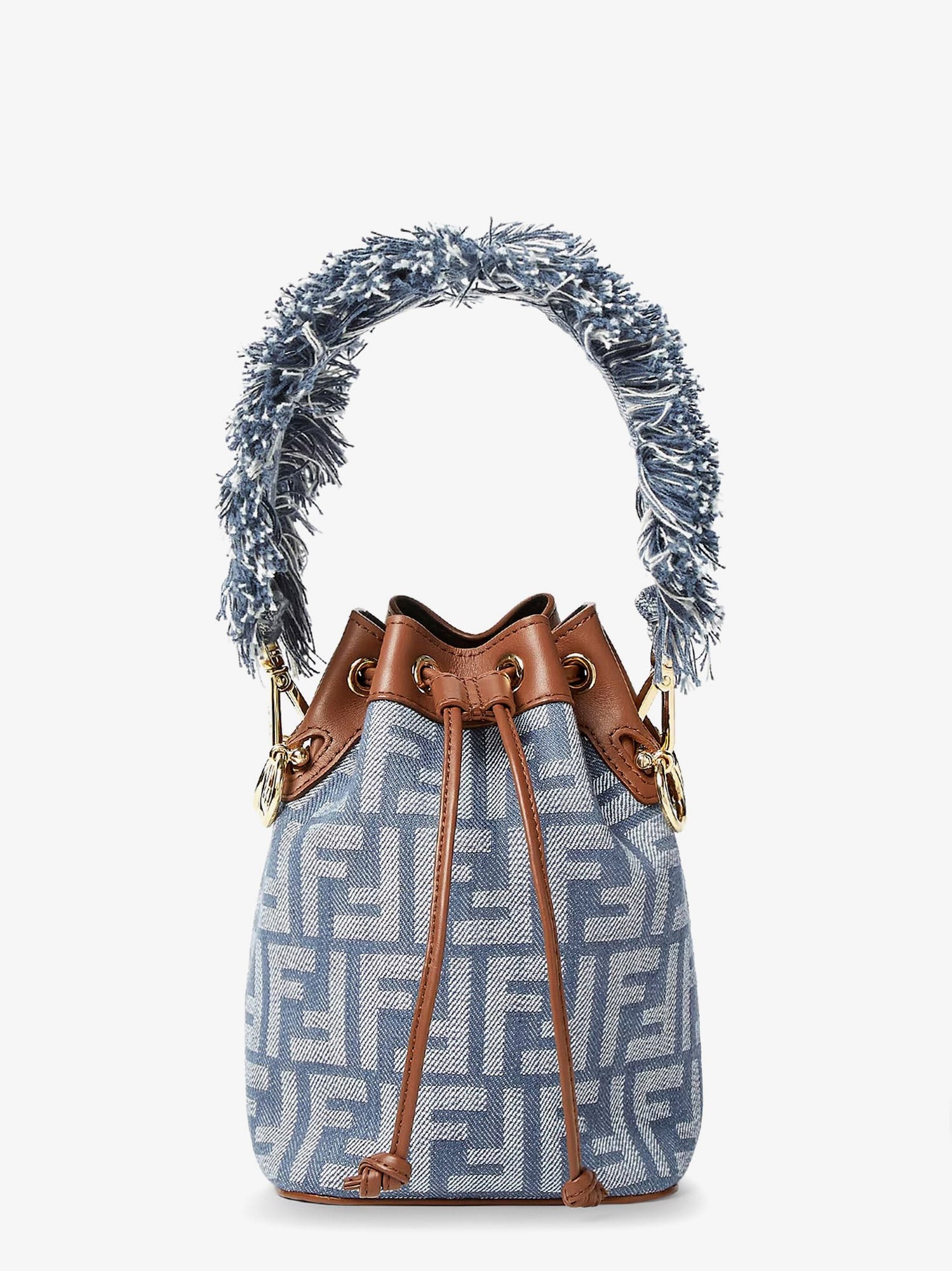 Mon Tresor jacquard FF fabric and leather bucket bag