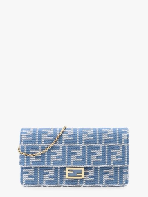 Wallet on chain baguette with shoulder strap with all-over ff motif