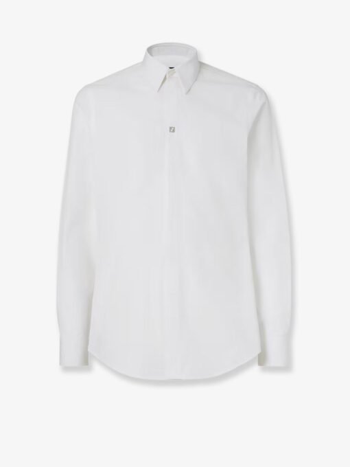 Cotton shirt with metal FF button