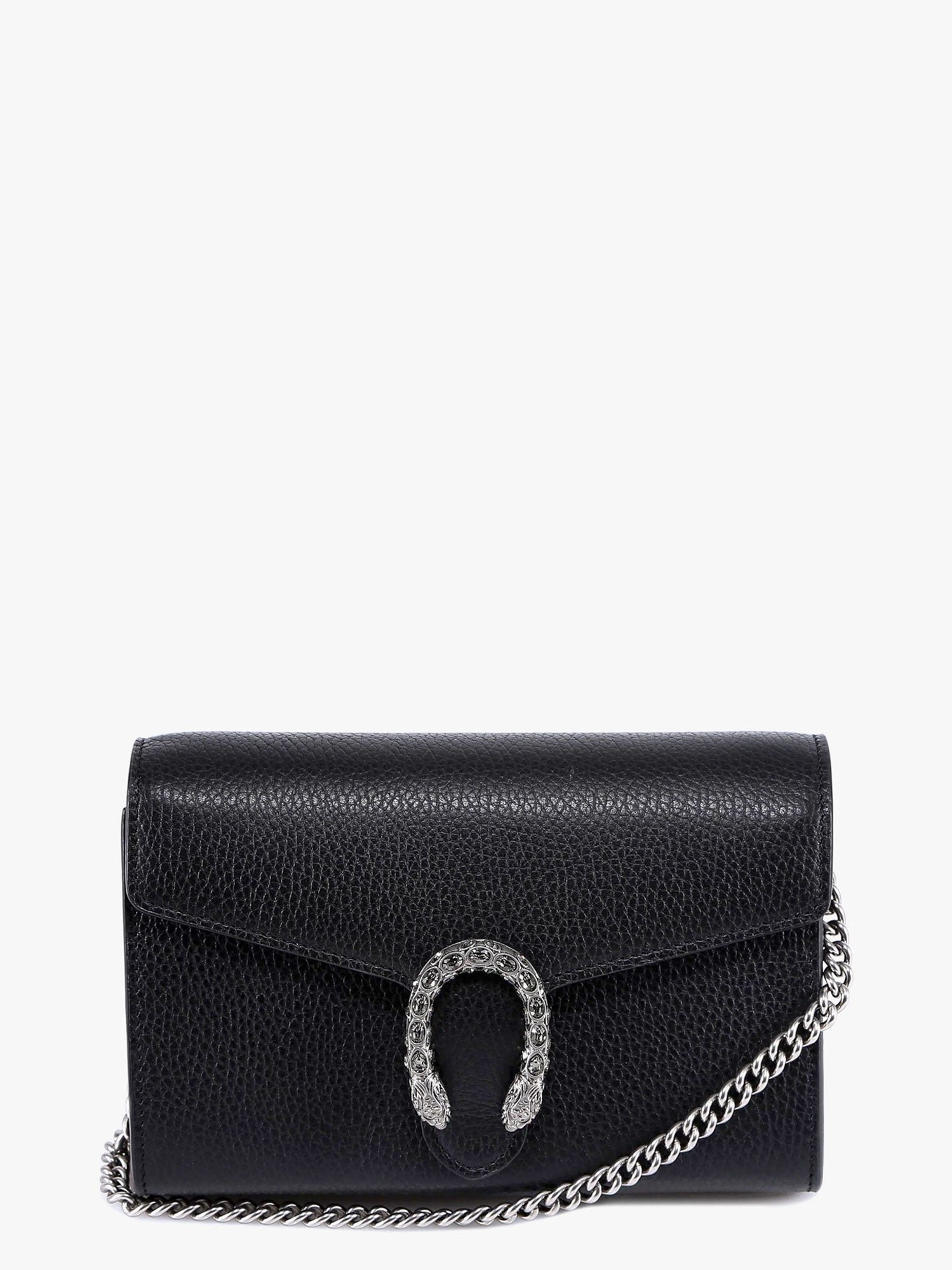 Leather shoulder bag with iconic tiger heads buckle
