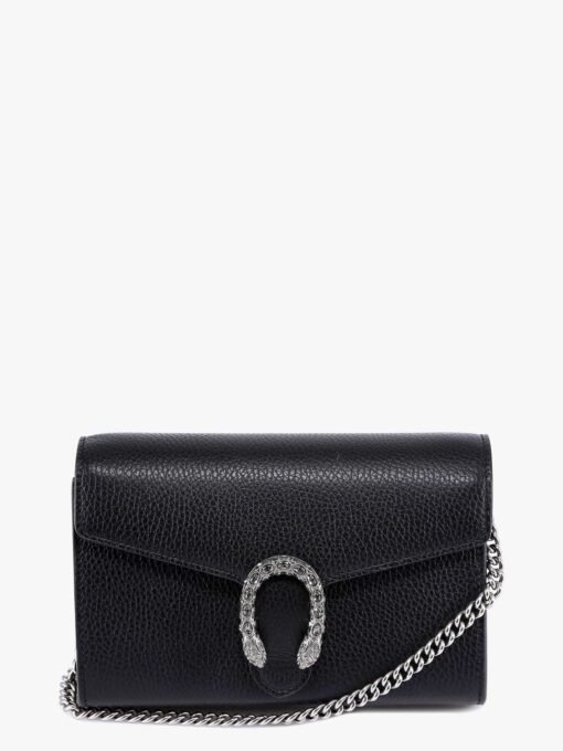 Leather shoulder bag with iconic tiger heads buckle