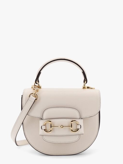 Leather handbag with horsebit detail on the front
