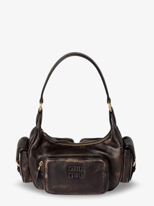 Pocket leather shoulder bag