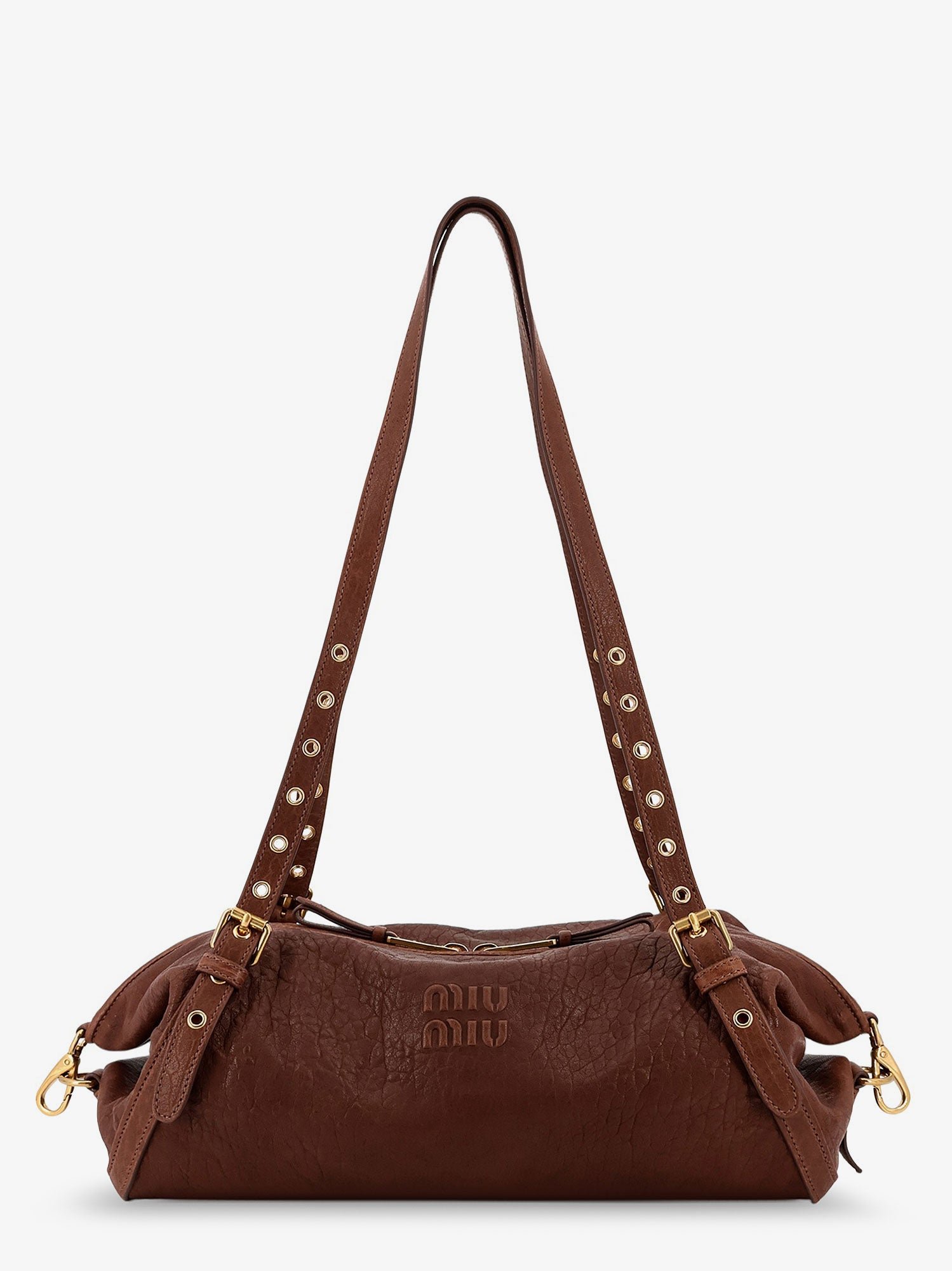 Nappa leather bag with embossed Logo Lettering