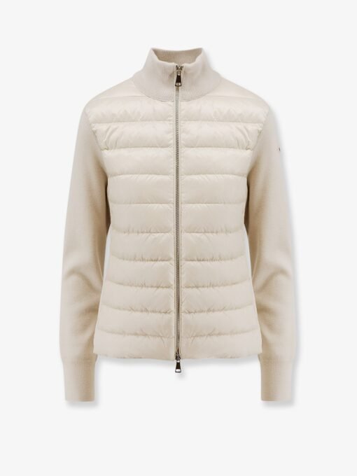 Nylon down jacket with virgin wool inserts