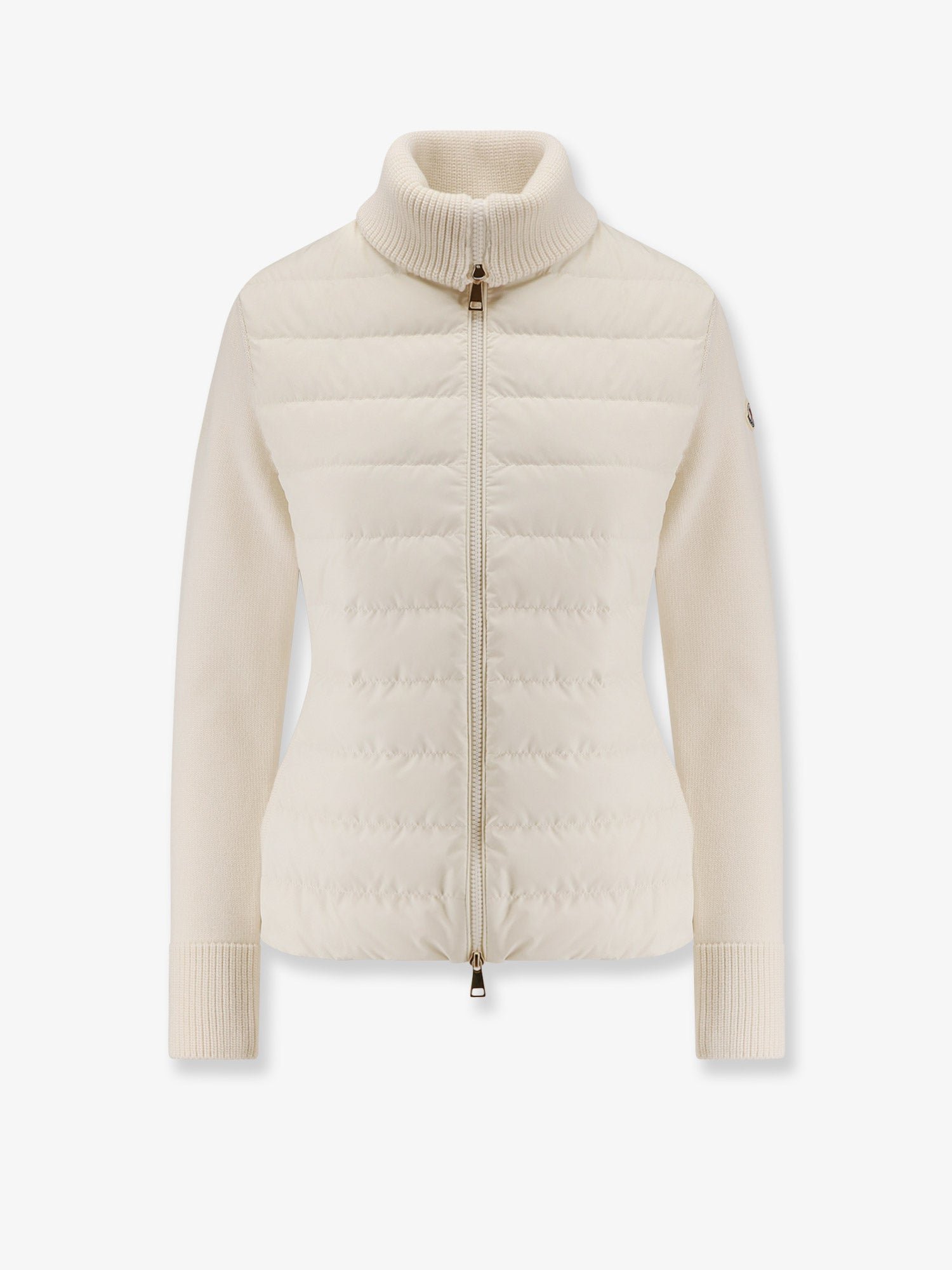 Nylon down jacket with virgin wool inserts