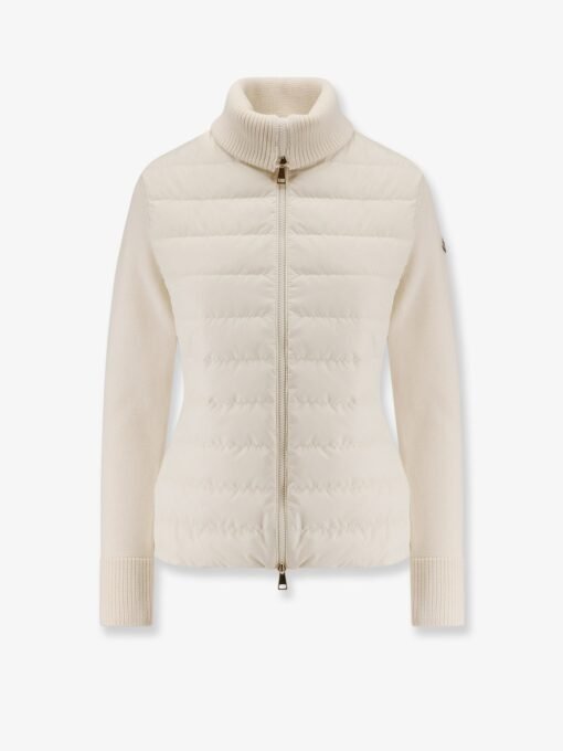 Nylon down jacket with virgin wool inserts
