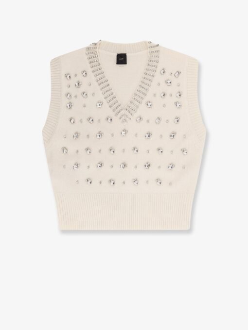 Wool blend vest with rhinestones