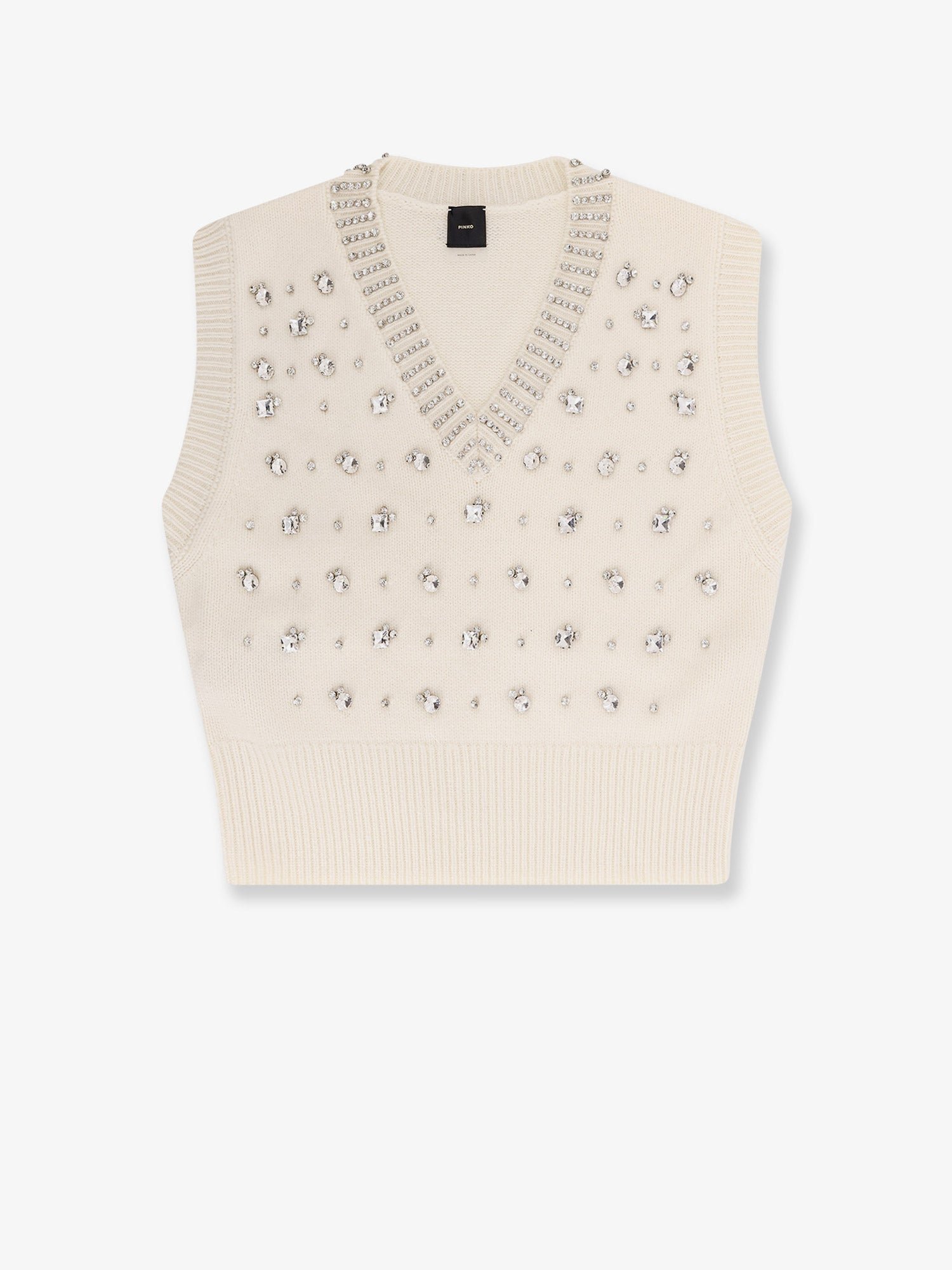 Wool blend vest with rhinestones