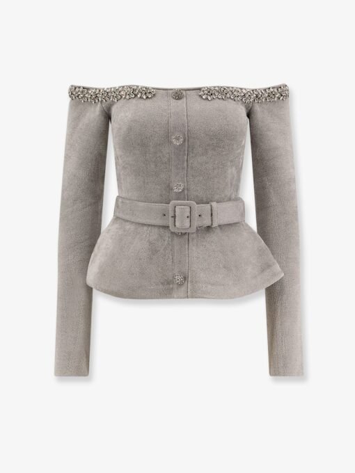 Chenille sweater with rhinestones