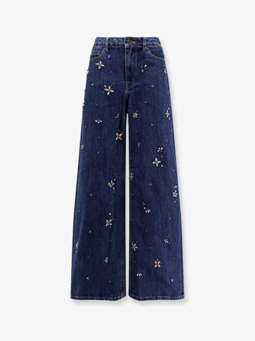 Wide leg jeans with rhinsestones