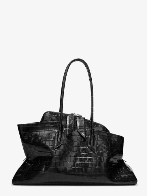 La Passeggiata Medium leather shoulder bag with croco effect