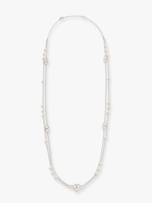 Vlogo signature metal necklace with pearls