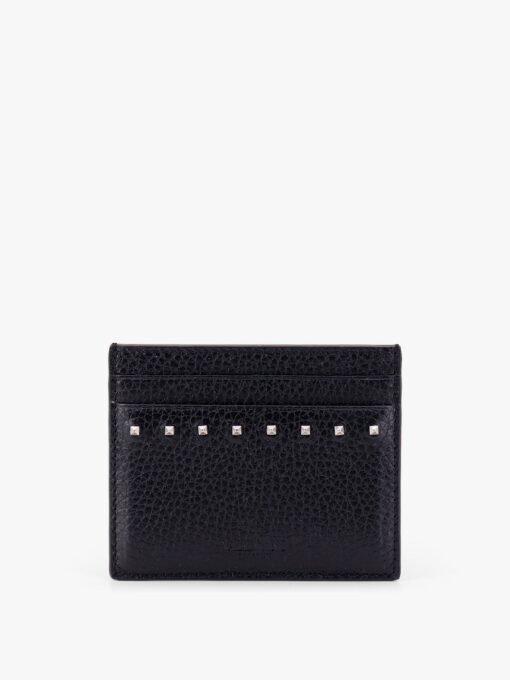 Leather card holder with stud detail
