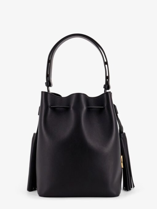 So Seau leather bucket bag with meatl Vlogo