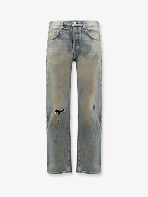 Straight leg jeans with destroyed effect