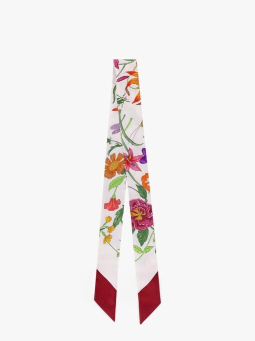 Gucci flora printed silk twill neck bow