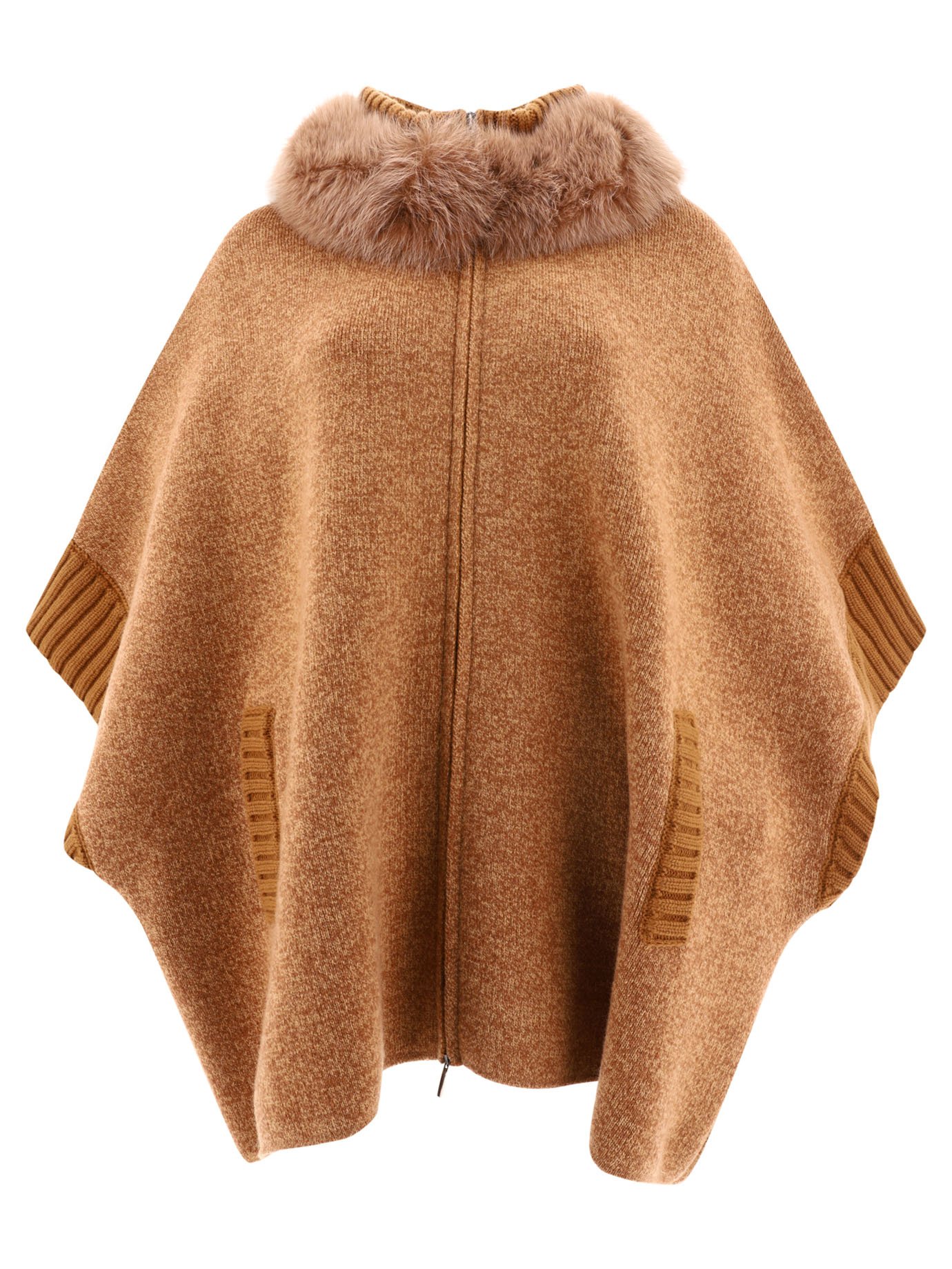 Cape with fur inserts