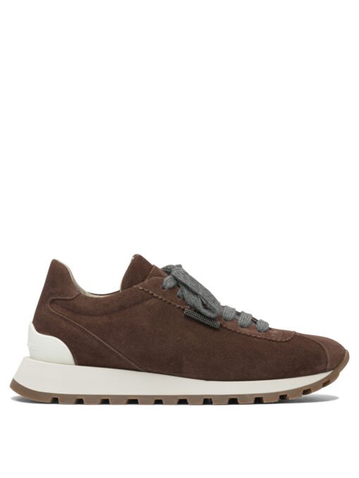 Sneaker "Runners" in camoscio con Shiny Tab