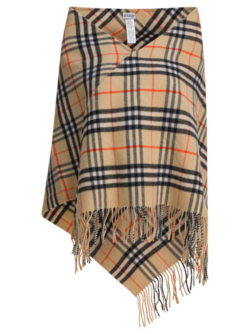 "Check" Wool and cashmere cape