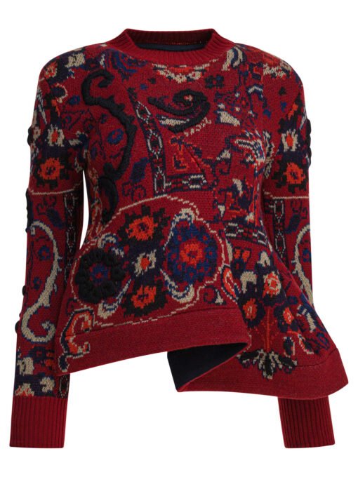 Floral jacquard knit sweater