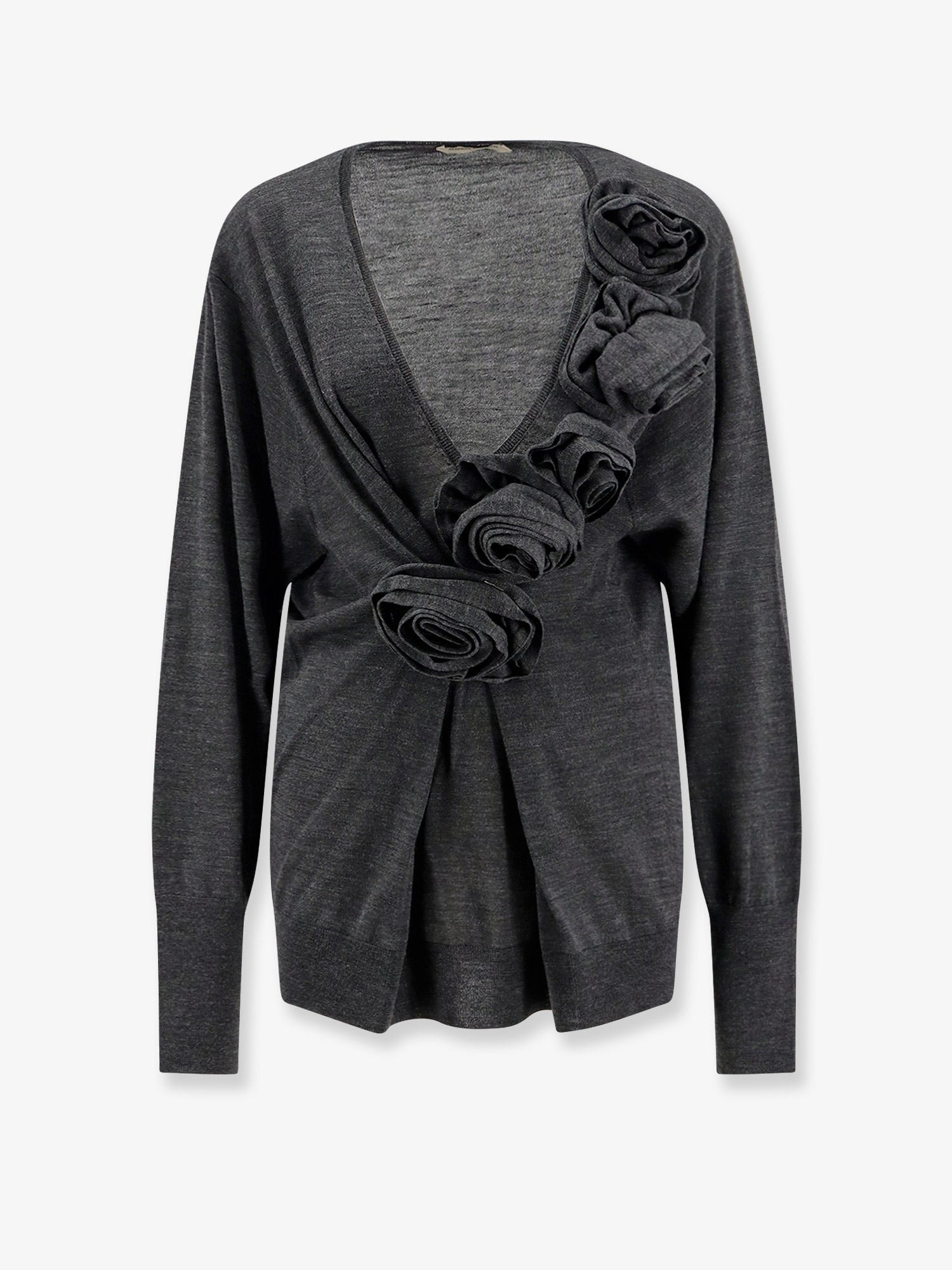 Virgin wool sweater with ruffles