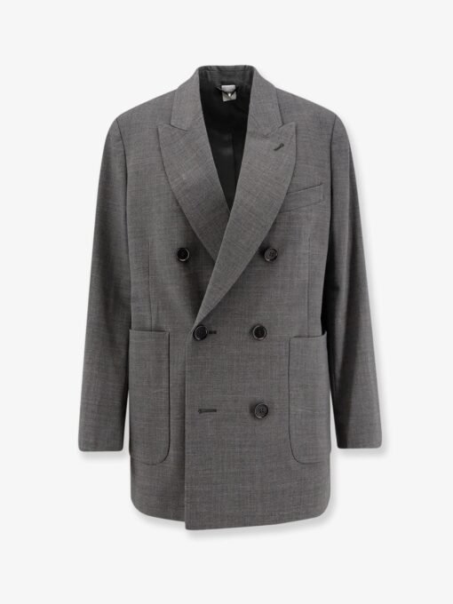 Double-breasted wool blend blazer