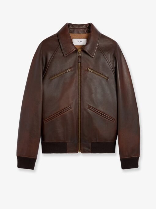 Leather jacket with wool lining
