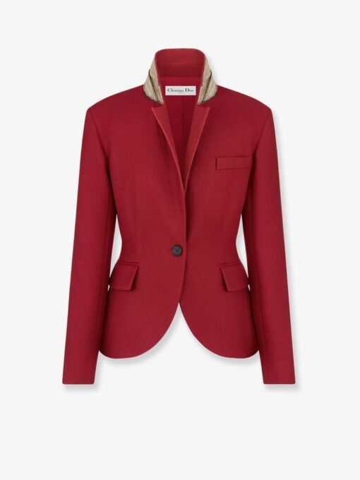 Wool and silk grain de poudre blazer